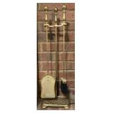 Brass Fireplace Tool Set with Stand