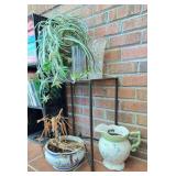 Metal Plant Stand Table 17x12x21 With Vases