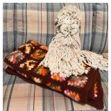 Macrame Doll and Crocheted Afghan Blanket