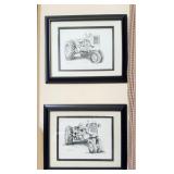 Pair Framed Tractor Prints by B. Facklam 13x16