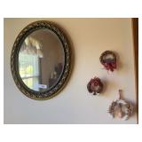 Oval Mirror with Decorative Wall Decor