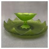 Westmoreland Lotus Pedestal Bowl and Platter