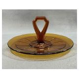 Diamond Glass Victory Amber Sandwich Tray, 1929