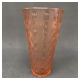 Vintage Peach Faceted Pressed Glass Vase