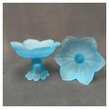 Westmoreland Blue Glass Convertible Candle Holders
