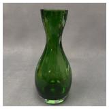 Heavy Thick-Walled Green Glass Vase