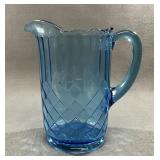 Blue Aunt Polly Depression Glass Water Pitcher