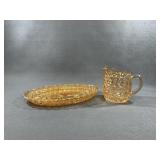 2 Jeannette Marigold Carnival Glass Pieces