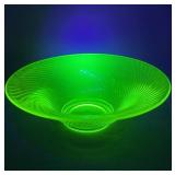 Vintage Vaseline Uranium Glass Serving Bowl 12"