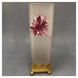 Art Nouveau Frosted Glass Square Vase