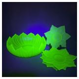 Westmoreland Frosted Uranium Glass Lotus Set