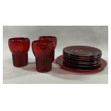 Hocking Royal Ruby Glass Lot, Coronation & Windsor