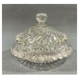 Fostoria Colony Beaded Swirl Glass Butter Dish