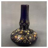 Vintage Handpainted Bohemian Cobalt Vase