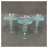 Fenton Lincoln Inn Blue Glass Coupes, Set of 3