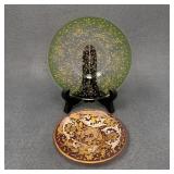 Two Tiny Vintage Handpainted Gold Plates