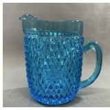 Anchor Hocking Blue Whitehall Cubist Pitcher 1960s