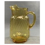 Pilgrim Amber Optic Swirl Ice Lip Pitcher, 1960s