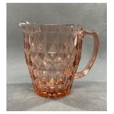 Jeannette Pink Windsor Diamond Glass Pitcher