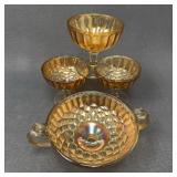 US Glass Aunt Polly Marigold Carnival Glass Set