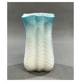 Victorian Blue Herringbone MOP Satin 7ï¿½ Vase