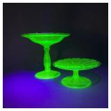 Diamond Glass Co. Victory Uranium Glass Pair