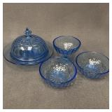 US Glass Aunt Polly Blue Cheese & Bowl Set