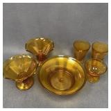 Indiana Glass Amber Old English Threaded Set