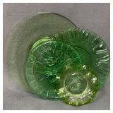Green Depression Glass Plate Lot