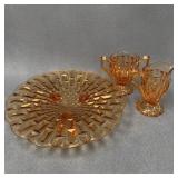 Central Glass Cream & Sugar Set With Footed Bowl