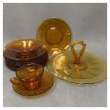 Amber Victory Pattern Depression Glass Set