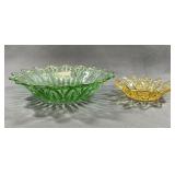 Federal Glass Petal Bowls, 1960s, Green & Yellow
