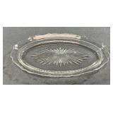 1930s Jeannette Sunburst Glass Plate and Relish