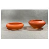 Tiffin Attributed Amberina Satin Glass Bowls Pair