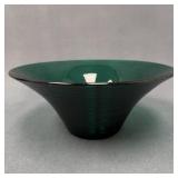 Indiana Glass Reeded Spun Green Glass Bowl