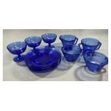 Hazel-Atlas Cobalt Blue Modernstone Dessert Set