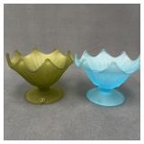 Westmoreland Frosted Glass Lotus Bowls, Pair