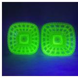 Imperial Vaseline Glass Square Plates