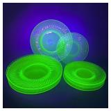 Uranium Glass Plate Lot
