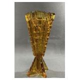 1930s Libochovice Amber Glass Rocket Vase 10"