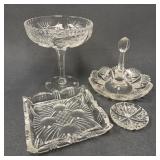 Four Brilliant Cut Glass Pieces, Hawkes Butter Pat