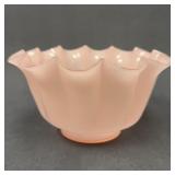Czechoslovakian Vintage Pink Glass Fluted Bowl