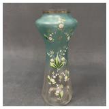 Art Nouveau Handpainted Frosted Glass Vase