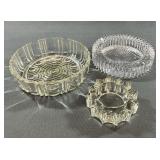 3pc Glass: Old Cafe Bowl & 2 Ashtrays, 1936-70s
