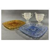 Imperial Glass Beaded Block 4pc Set, 1930s