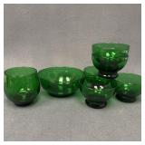 Anchor Hocking Forest Green Glass Bowls Lot