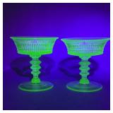 Vintage Uranium Glass Sherbet Glasses