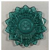 Federal Glass Teal Blue Petal Plate, 1960s, 9"