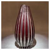 Striped Crystal Vase, Canework, Venini Style