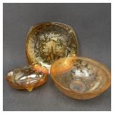 Marigold Carnival Glass Lot, US Glass, Jeanette